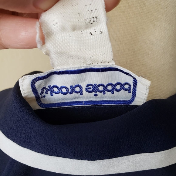 Vintage Sheer Navy Diner Style Collar Top - Picture 7 of 7